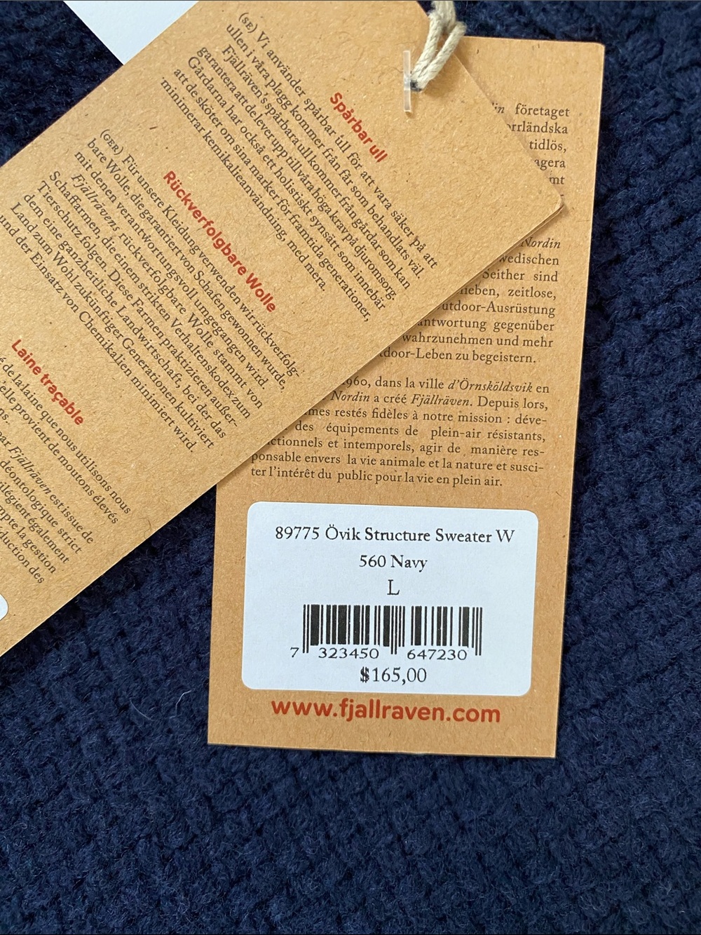 Fjallraven Ovik Structure 100% wool log sleeve sweater women’s size L - Picture 8 of 12